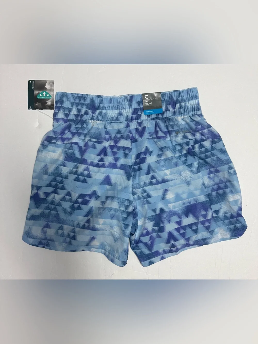 NWT Columbia women’s Lazy Creek Chill zero Blue Geometric Athletic Shorts size S